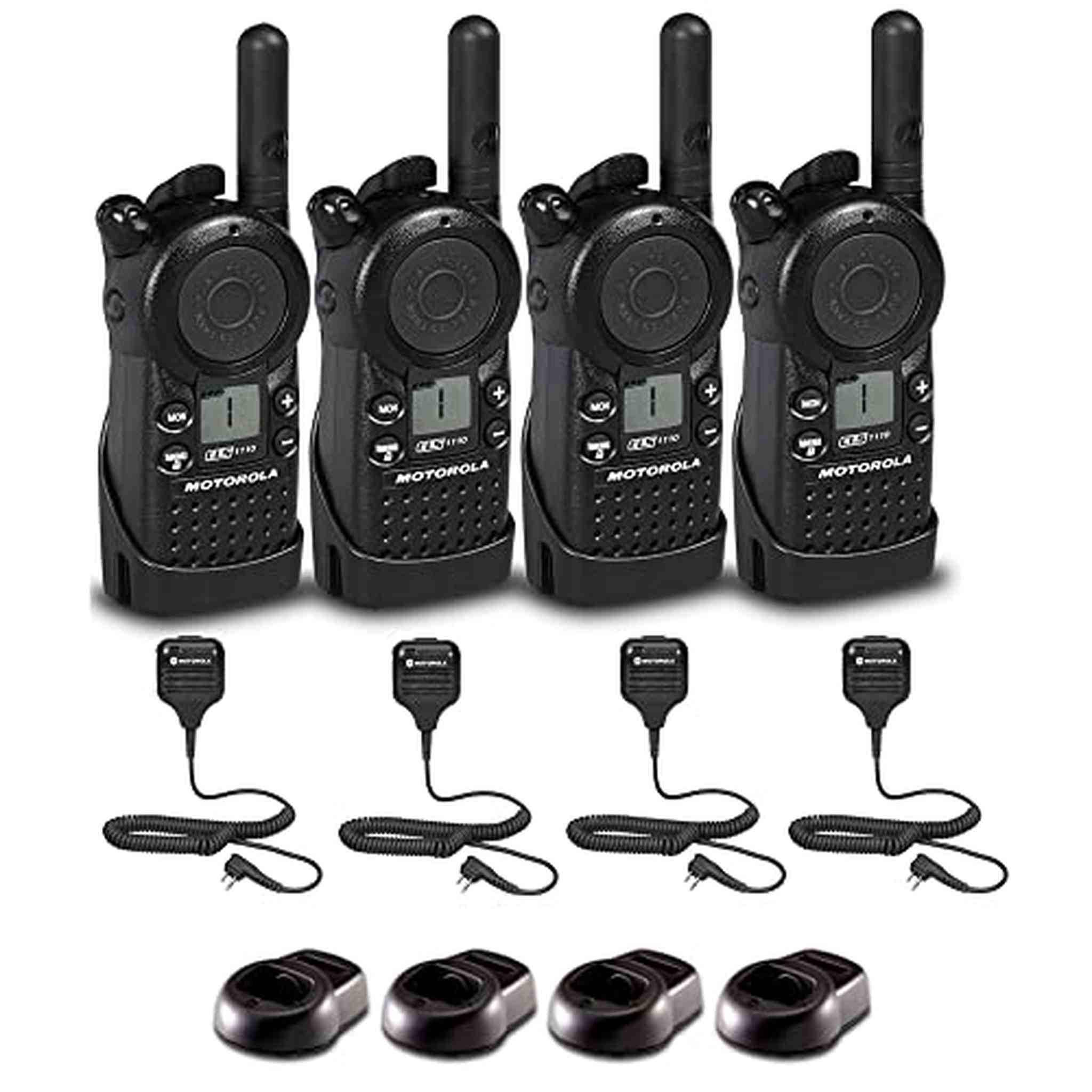 4 x Motorola CLS1110 UHF 1W 1-Channel 2-Way Radio - 4 Pack With Mic Bundle Motorola Solutions