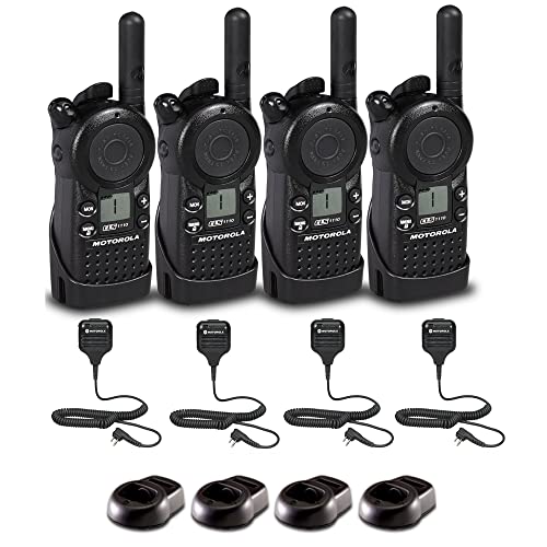 4 x Motorola CLS1110 UHF 1W 1-Channel 2-Way Radio - 4 Pack With Mic Bundle