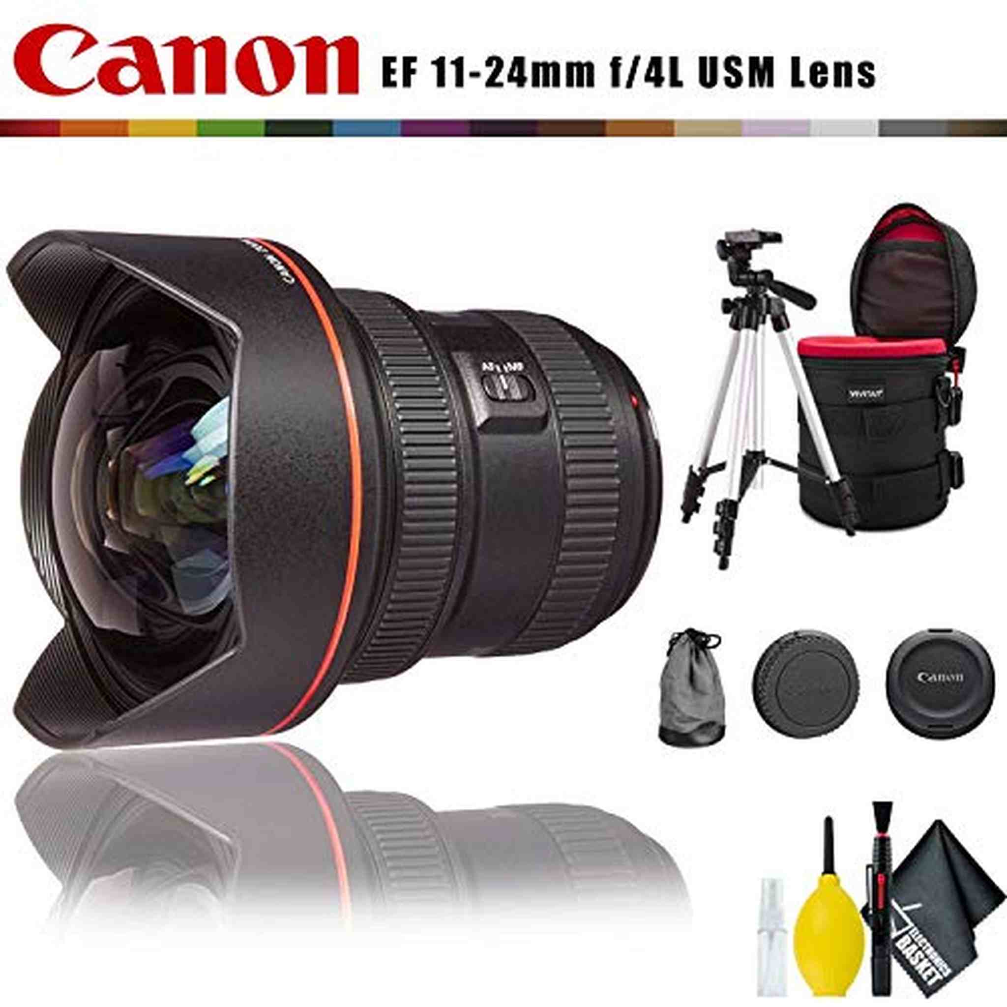 Canon EF 11-24mm f/4L USM Lens Intl Model with Lens Case, Tripod and Cleaning Kit
