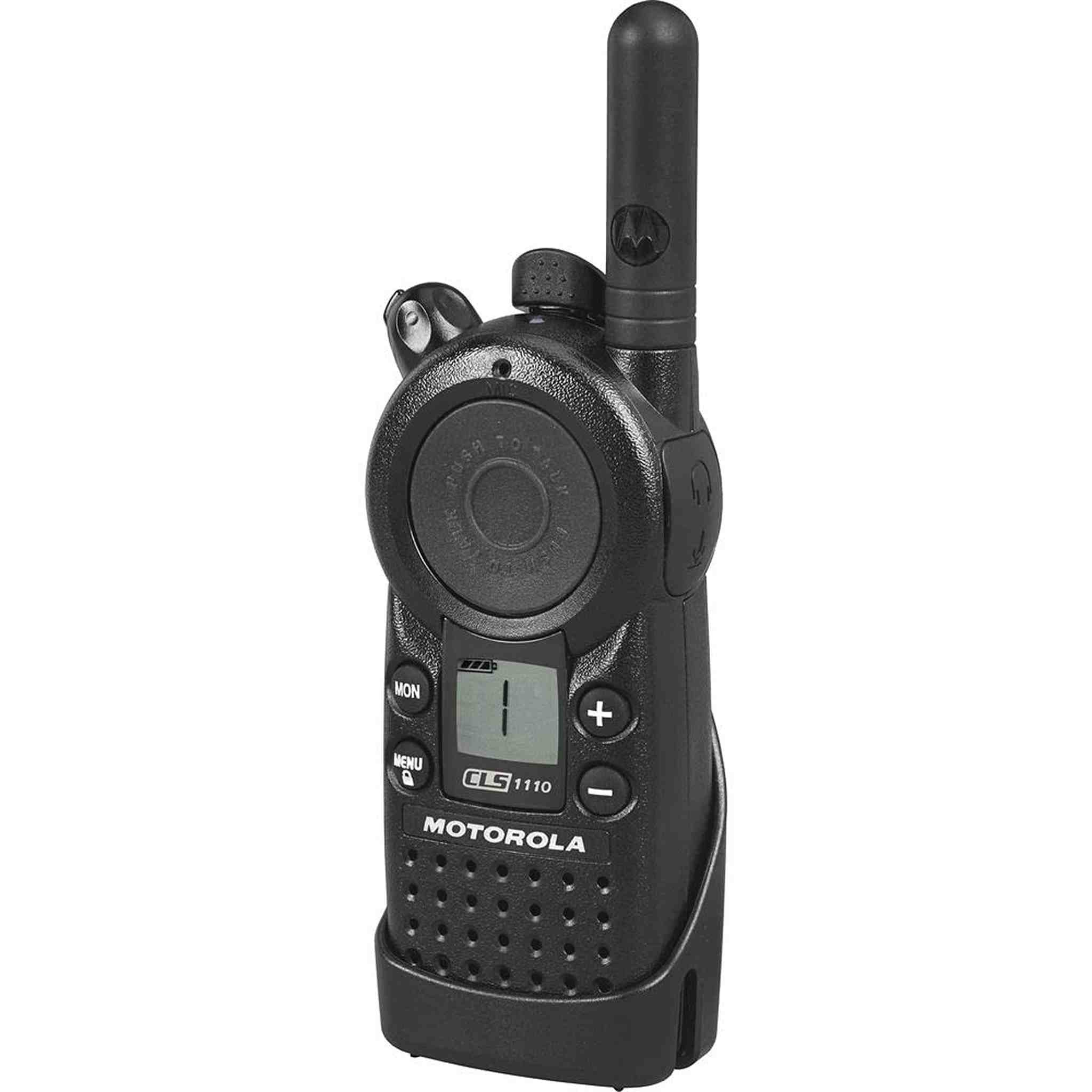 2 x Motorola CLS1110 UHF 1W 1-Channel 2-Way Radio - 2 Pack With Mic Bundle