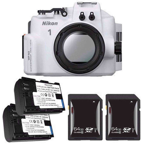 Nikon WP-N3 Waterproof Housing for Nikon 1 J4 or S2 Camera and NIKKOR 11-27.5mm or 10-30mm Lens + EN-EL22 Battery + 64GB SDXC Card Saver Bundle