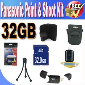 Panasonic Point & Shoot Accessory Saver Bundle! 32GB SDHC Memory + USB Card Reader + Memory Card Wallet + Deluxe Camera Case w/Strap + Lcd Screen Protectors + Mini Tripod + Accessory Saver Bundle!