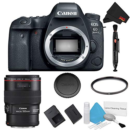 Canon EOS 6D Mark II DSLR Camera (Body Only) Basic Filter Bundle + Bonus EF 100mm f/2.8L Macro is USM Lens - Internation