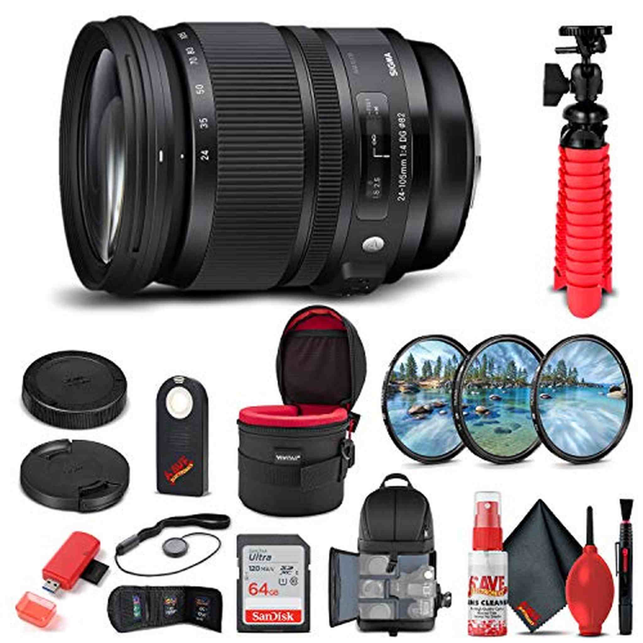 Sigma 24-105mm f/4 DG OS HSM Art Lens for Nikon F 635-306 Bundle Sigma