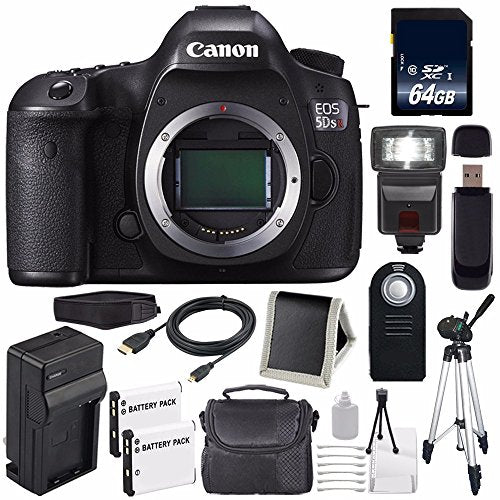 Canon EOS 5DS R DSLR Camera (International Model) 0582C002 + LP-E6 Battery + 64GB Memory Card  Deluxe Bundle