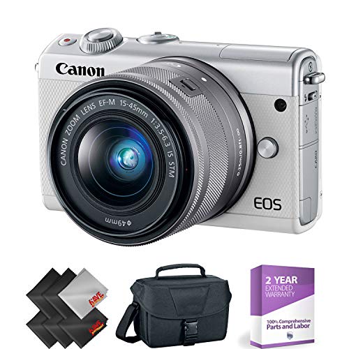 Canon EOS M100 Mirrorless Digital Camera with 15-45mm Lens White + 1 Year Warranty