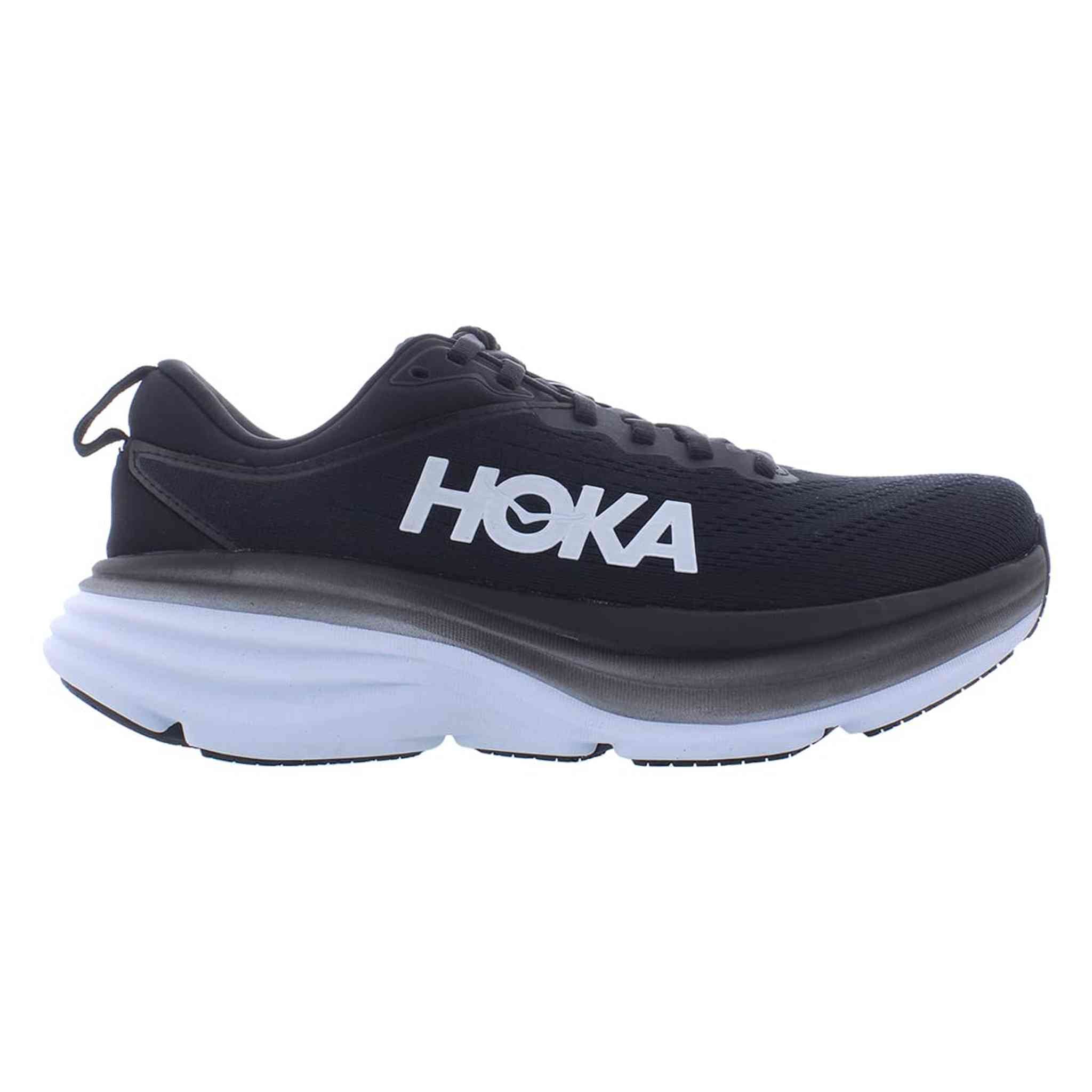 HOKA Bondi 8 Womens Shoes Size 5.5, Color: Black/White