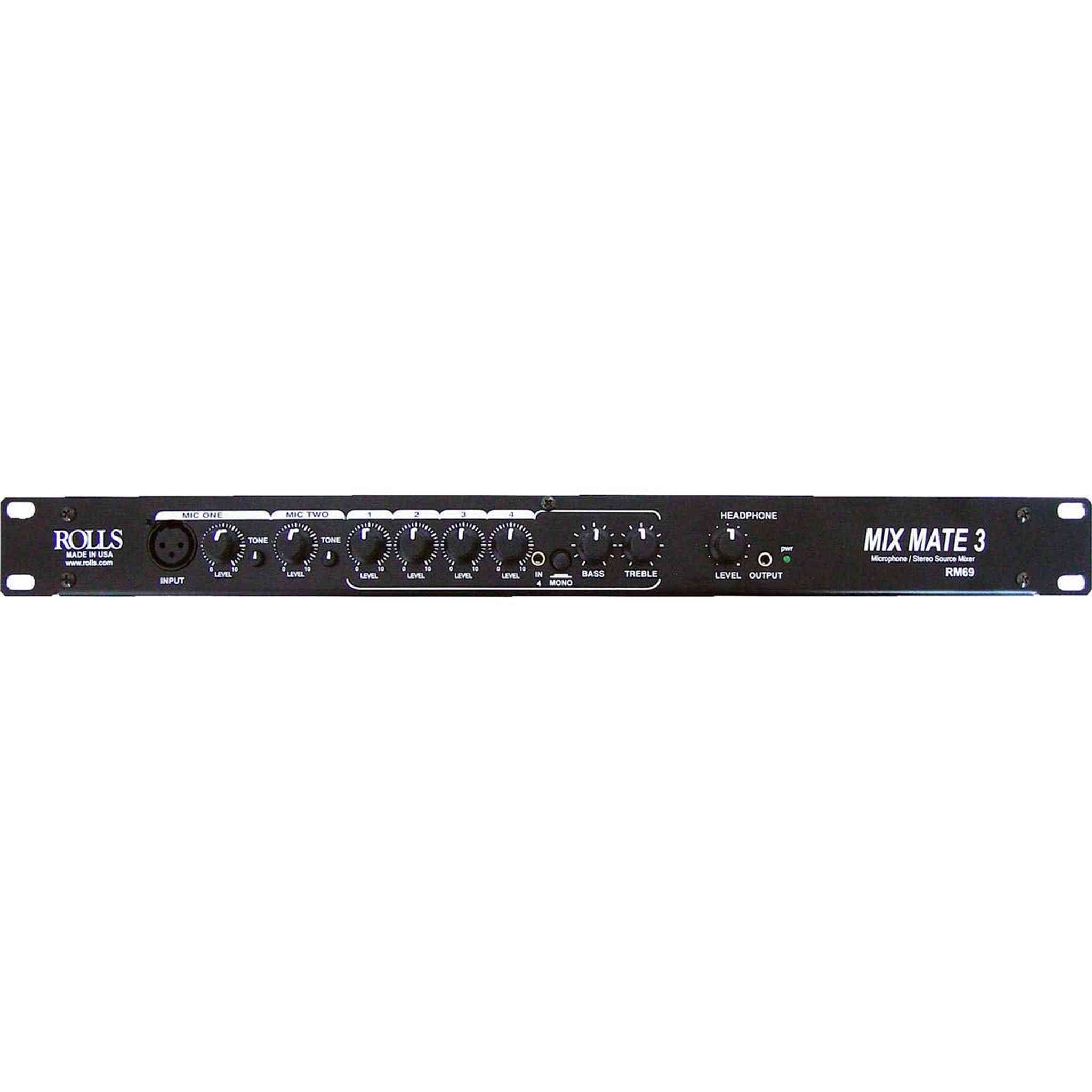 Rolls RM69 MixMate 3 Mic/Source Mixer , Black rolls