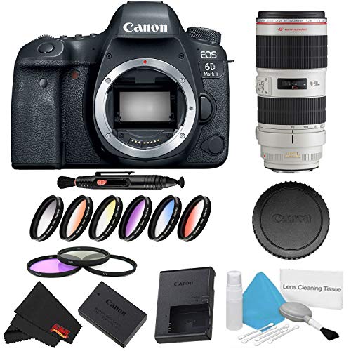 Canon EOS 6D Mark II DSLR Camera Body Only 9 Piece Filter Bundle + Bonus Canon EF 70-200mm f/2.8L is II USM Lens - Int