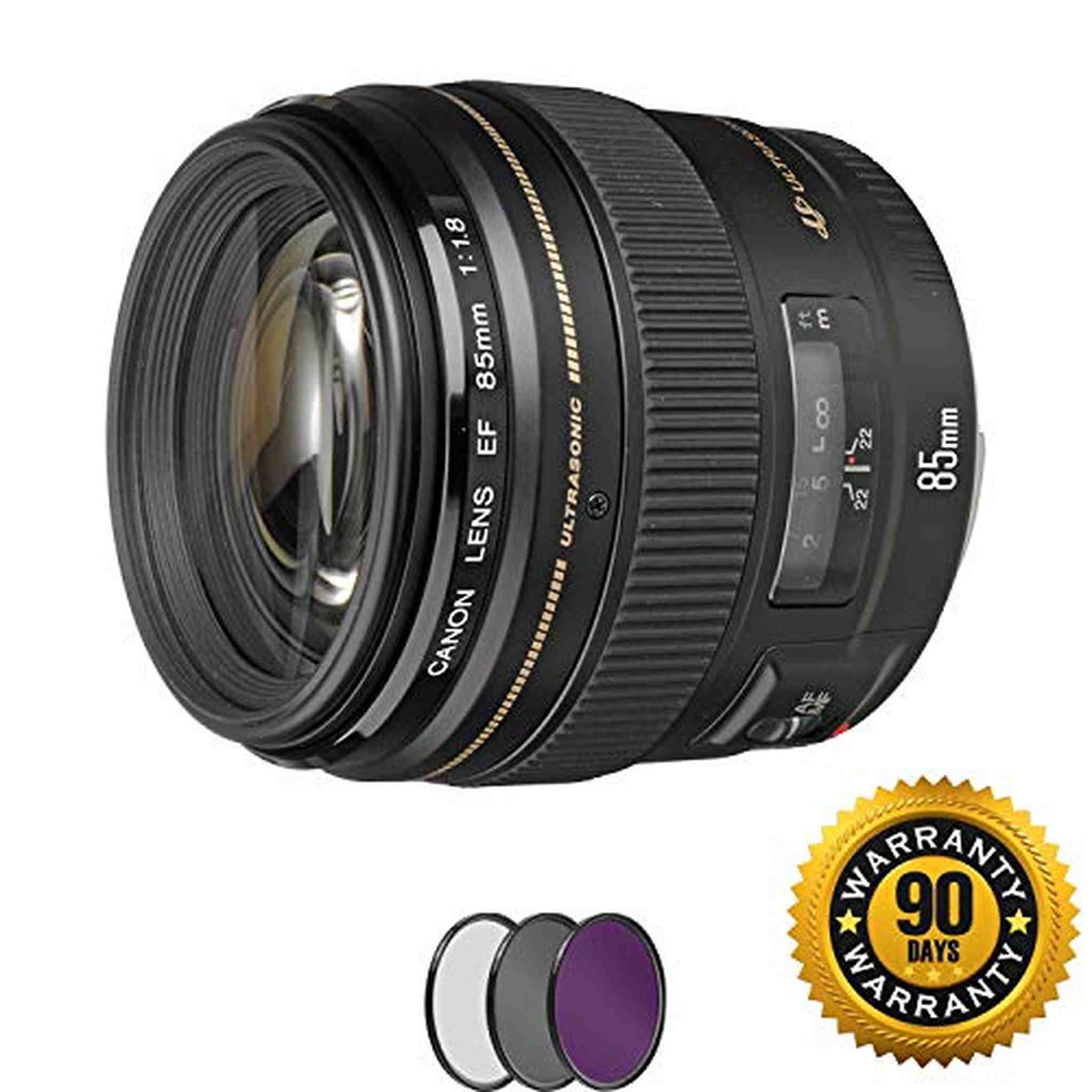 Canon EF 85mm f/1.8 USM Lens with UV Filter Renewed - Reconditioned Canon