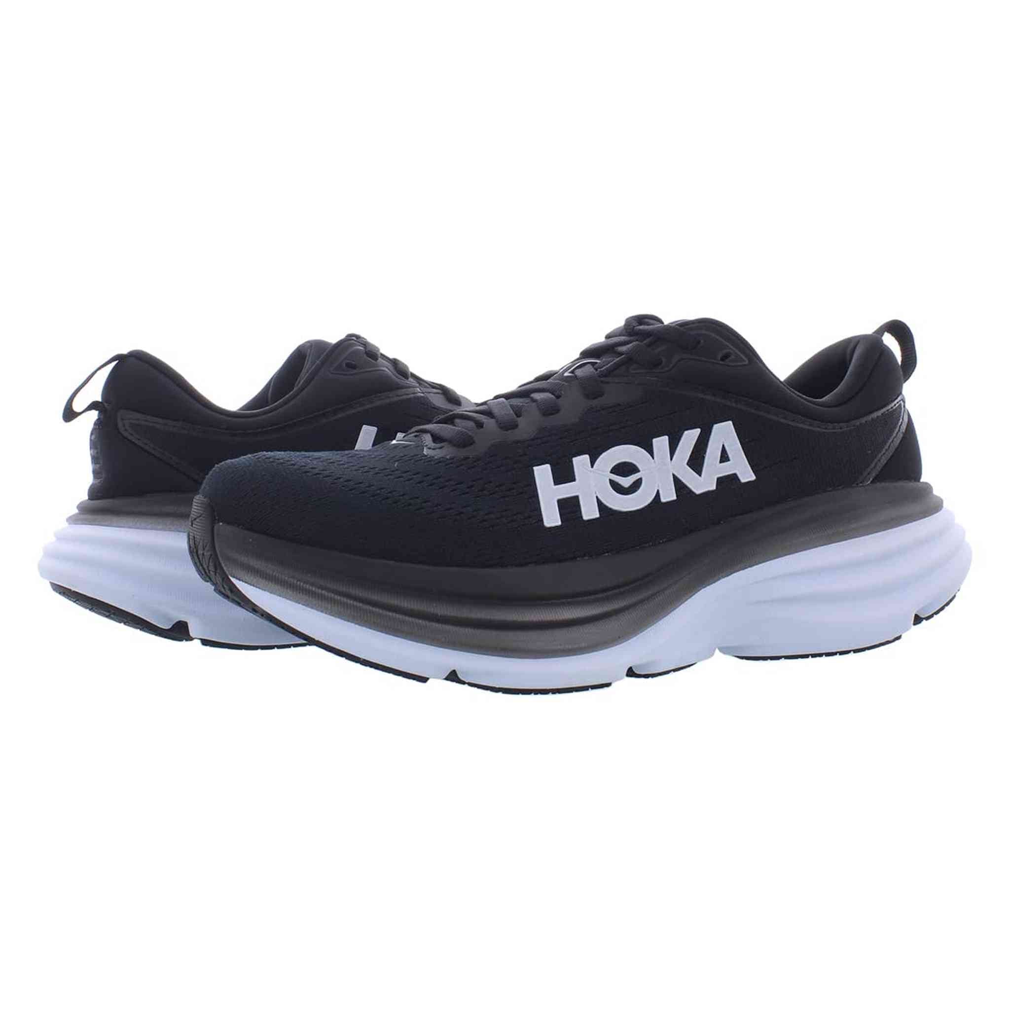 HOKA Bondi 8 Womens Shoes Size 5.5, Color: Black/White