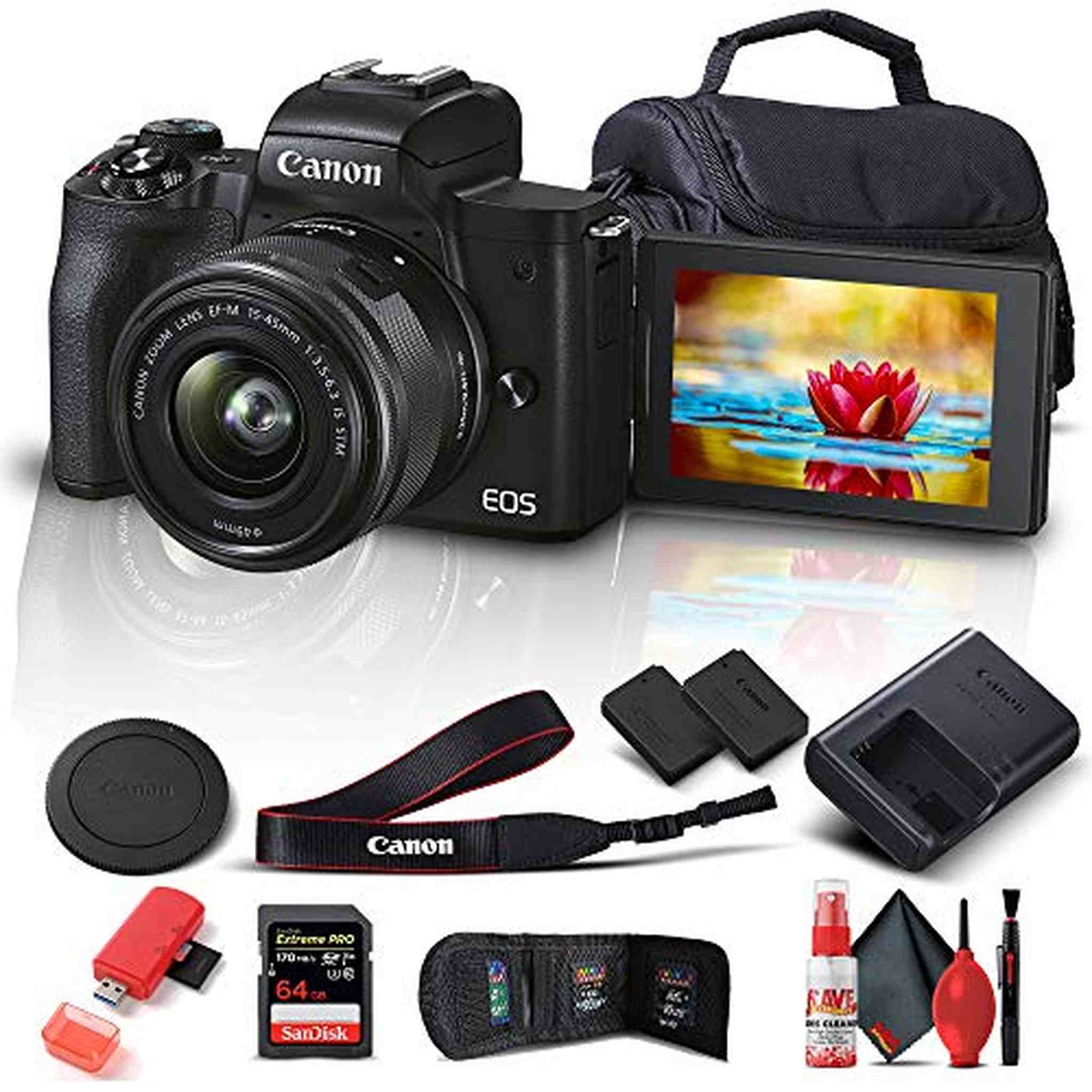 Canon EOS M50 Mark II Mirrorless Digital Camera W/ 15-45mm Lens - Bundle - Reconditioned Canon