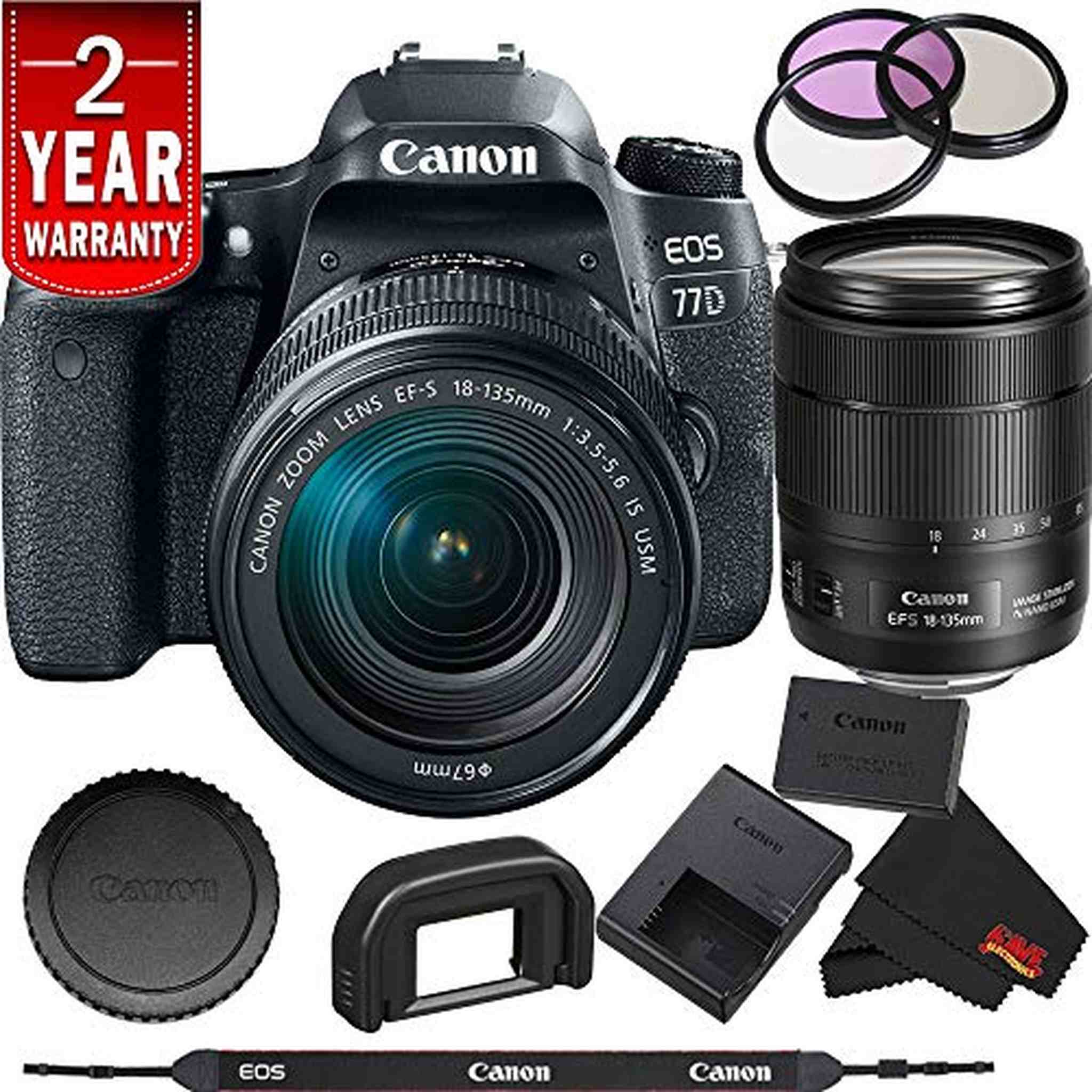 Canon EOS 77D DSLR Digital Camera 18-135mm Lens International Model Bundle Canon