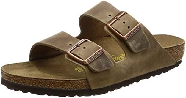Birkenstock Unisex Arizona Sandal,Waxy Leather Tobacco Brown,40 M EU