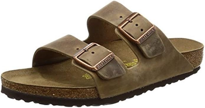 Birkenstock Unisex Arizona Sandal,Waxy Leather Tobacco Brown,40 M EU