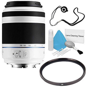 Samsung 50-200mm f/4.0-5.6 ED OIS Lens White EX-T50200CSWUS + UV Filter + Lens Cap Keeper + Deluxe Cleaning Kit Bundle
