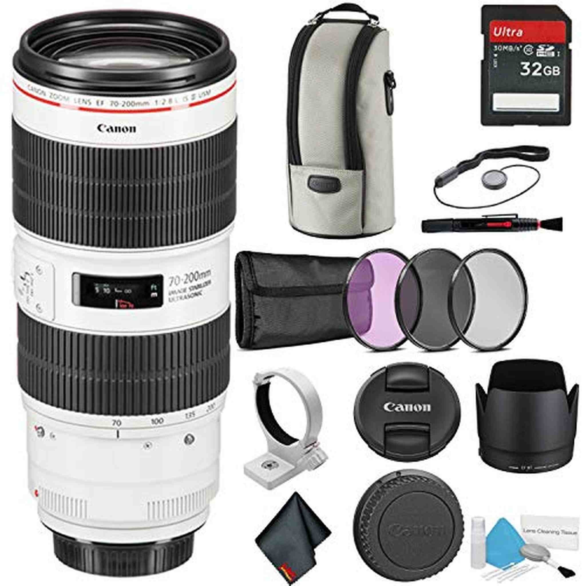 Canon EF 70-200mm f/2.8L is III USM Telephoto Zoom Lens - Bundle with 32GB Memory Card -International Model - Used Canon