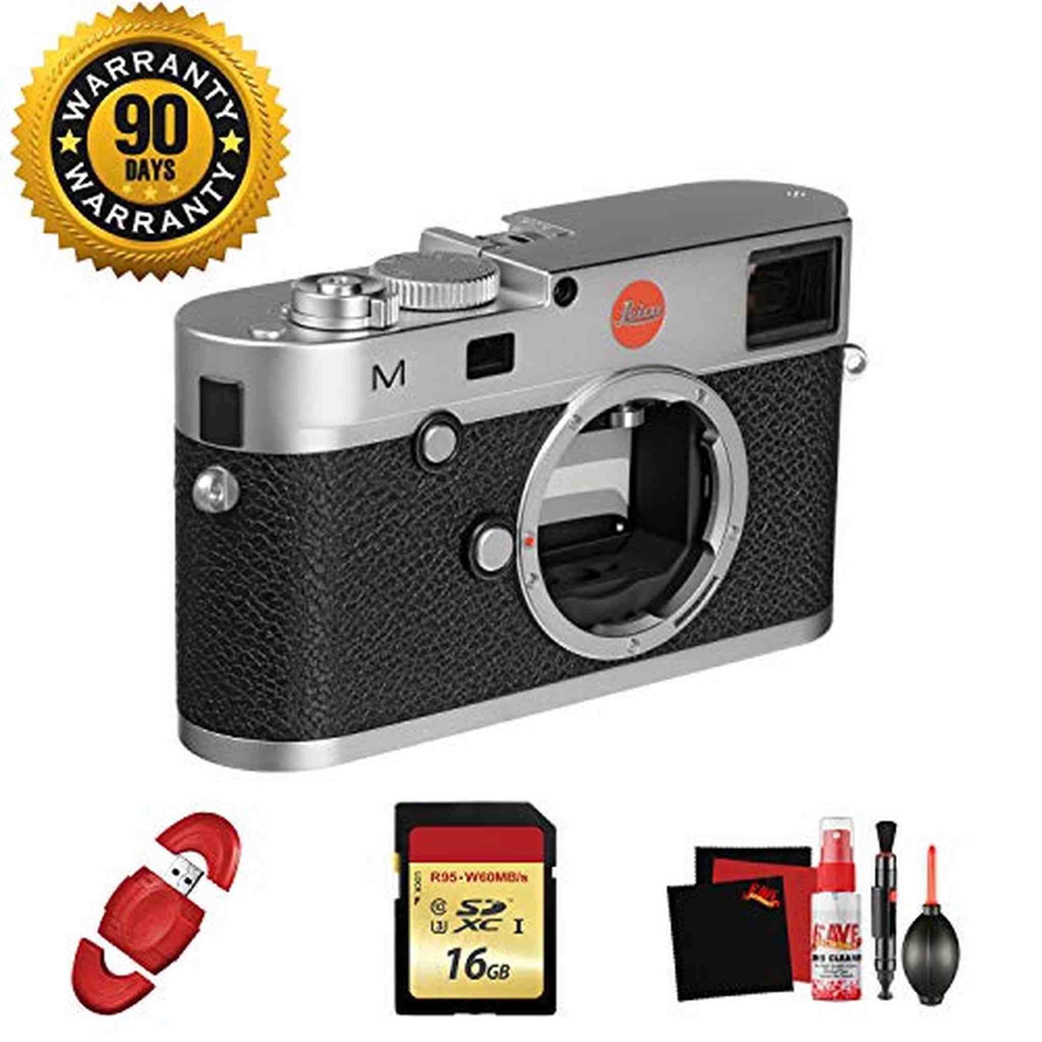 Leica M Typ 240 Digital Rangefinder Camera Silver ??? with Memory Card and Cleaning Kit Bundle - Reconditioned Leica