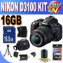Nikon D3100 14.2MP Digital SLR Camera with 18-55mm f/3.5-5.6 AF-S DX VR Nikkor Zoom Lens 16GB Kit
