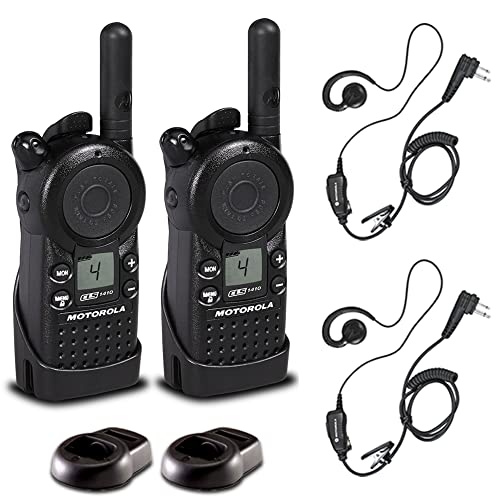 2 x Motorola CLS1410 UHF 1 W 4-Channel 2-Way Radio - 2 Pack With Mic Bundle
