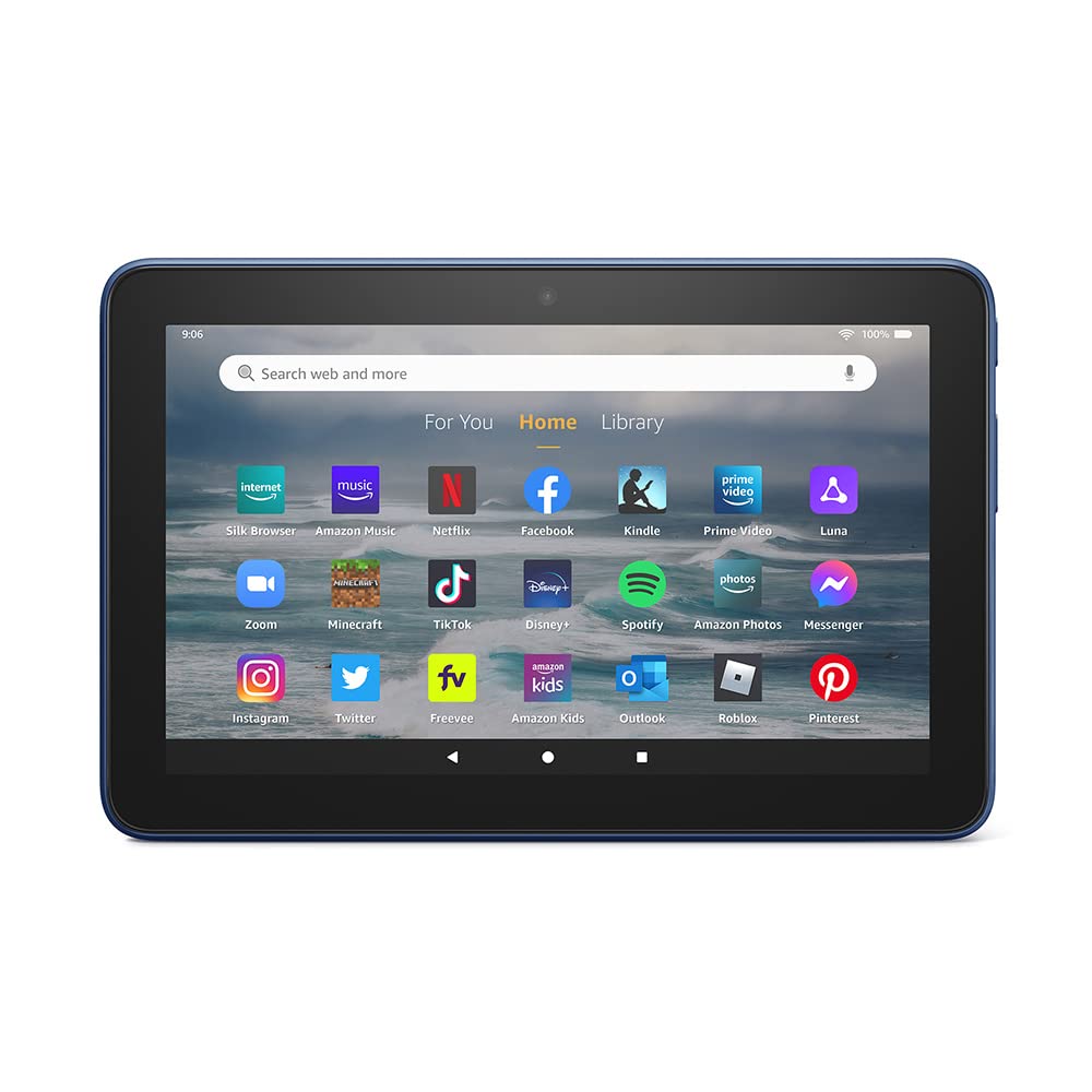 Fire 7 tablet, 7” display, 16 GB, 10 hours battery life, (2022 release), Denim