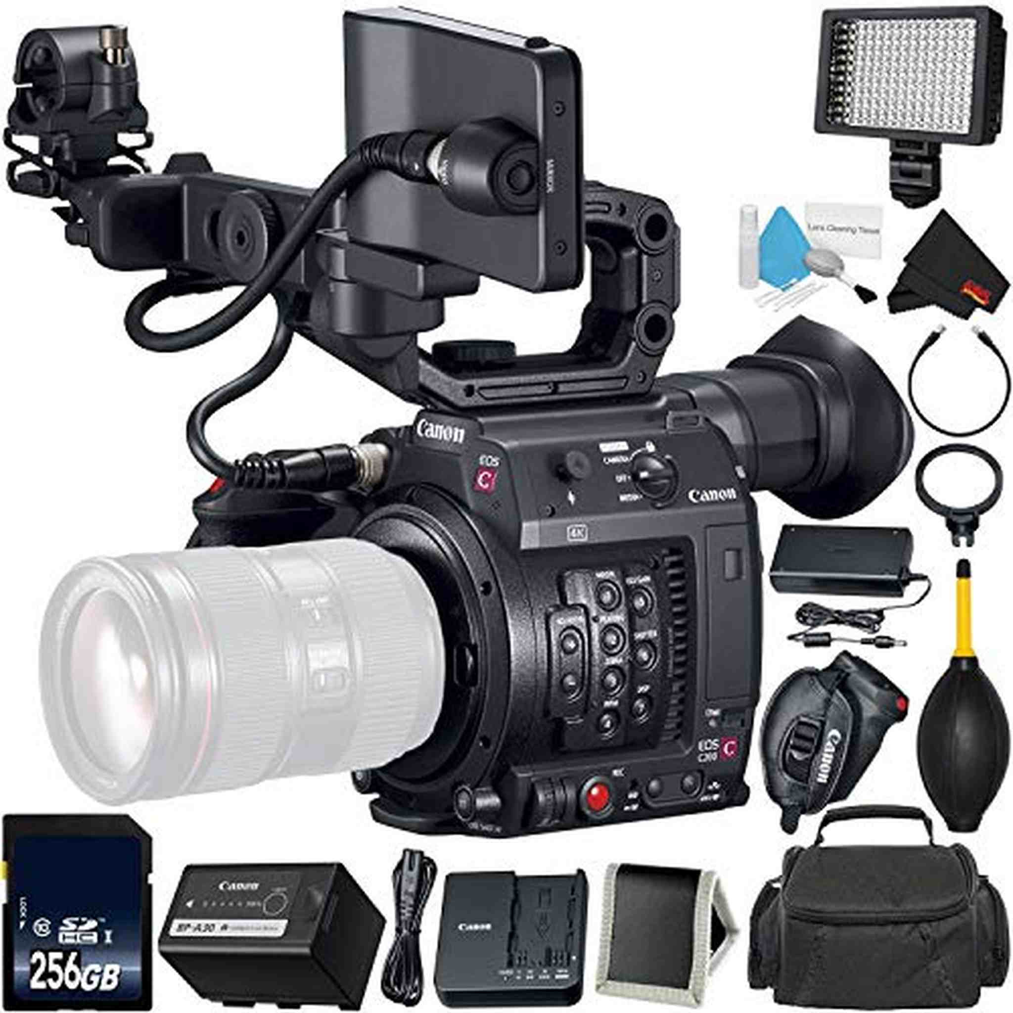 Canon EOS C200 Cinema Camera -EF-Mount International Model 2215C002 Bundle with 256GB High Speed SDXC Memory Card + Mo Canon