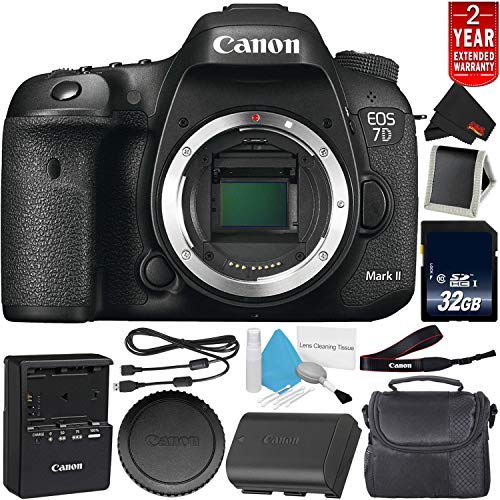 Canon EOS 7D Mark II Digital SLR Camera 9128B002 (Body Only) International Model - Bundle with 32GB Memory Card Premium Bundle