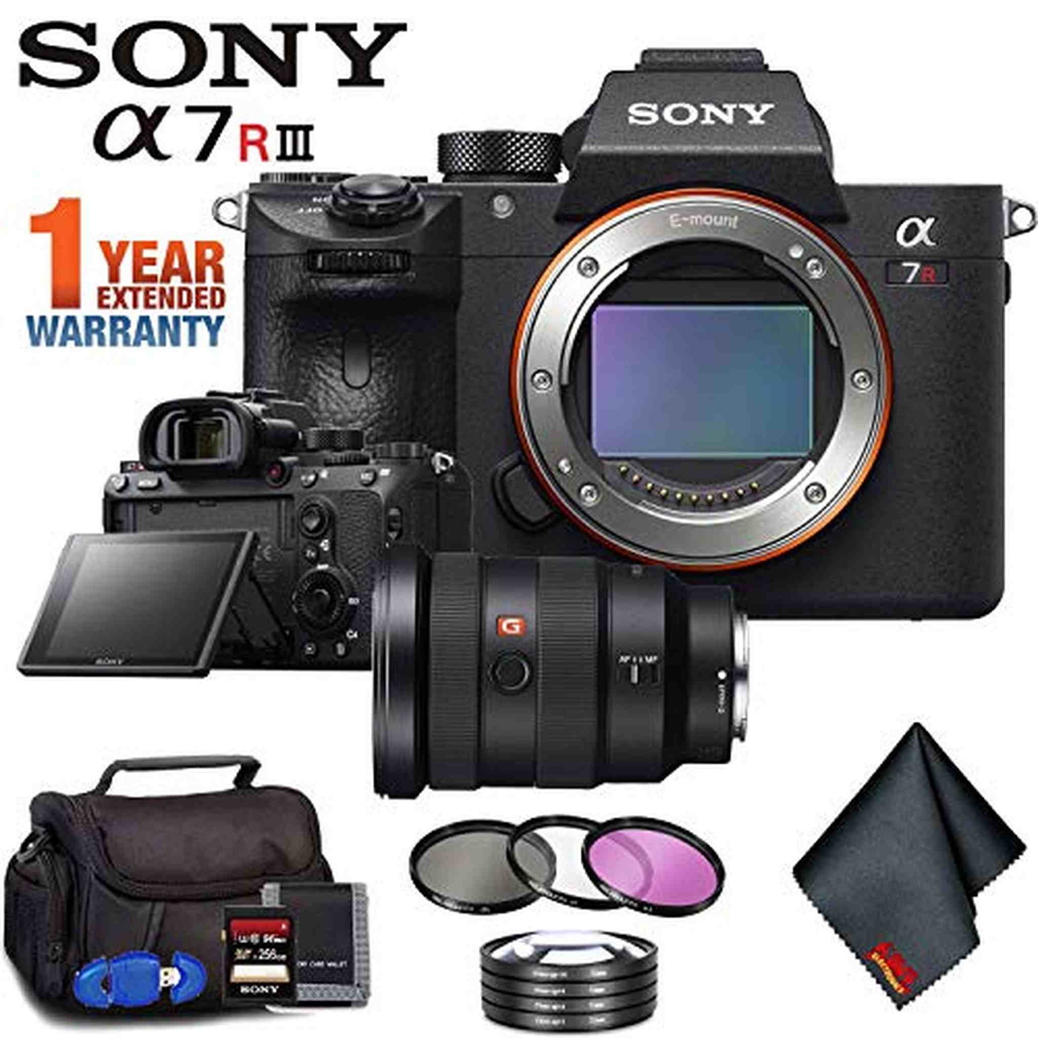 Sony Alpha a7R III Mirrorless Digital Camera Body Only + 16-35mm Lens + Filter Kit + Memory Card Kit + Carrying Case +