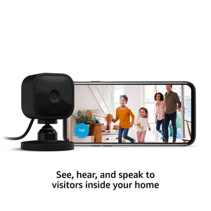 Blink Mini - Compact indoor plug-in smart security camera, 1080p HD video, night vision, motion detection, two-way audio, easy set up, Works with Alexa - 1 camera Black Blink