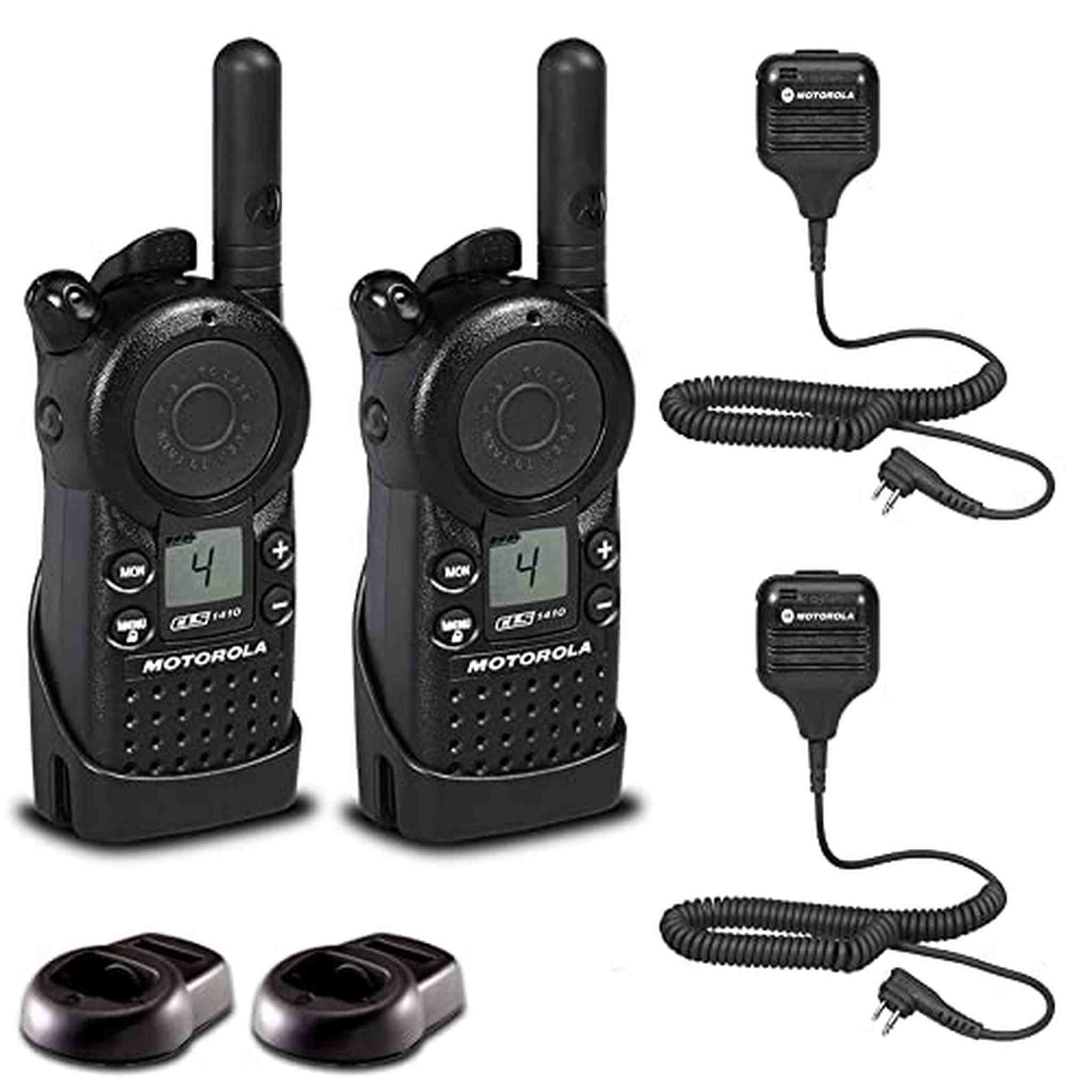 2 x Motorola CLS1410 UHF 1 W 4-Channel 2-Way Radio - 2 Pack With Mic Bundle Motorola Solutions