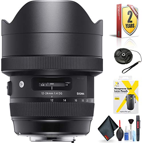 Sigma 12-24mm f/4 DG HSM Art Lens for Nikon F for Nikon F Mount + Accessories International Model with 2 Year Warranty