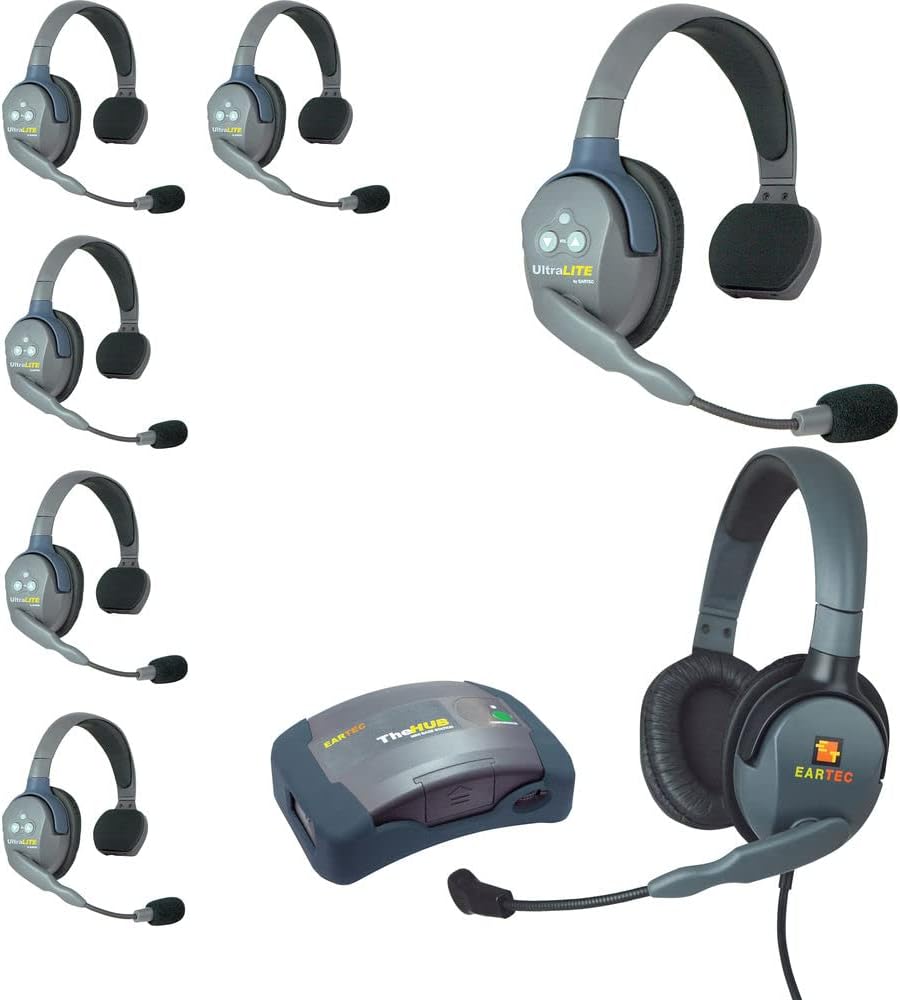 Eartec HUB7SMXD UltraLITE 7-Person HUB Intercom System W/ Max 4G Double Headset