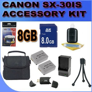 BigVALUEInc Accessory Saver Bundle Kit for Canon Powershot SX30IS SX30 SX-30IS Digital Camera 8GB SDHC Card, Card Reader