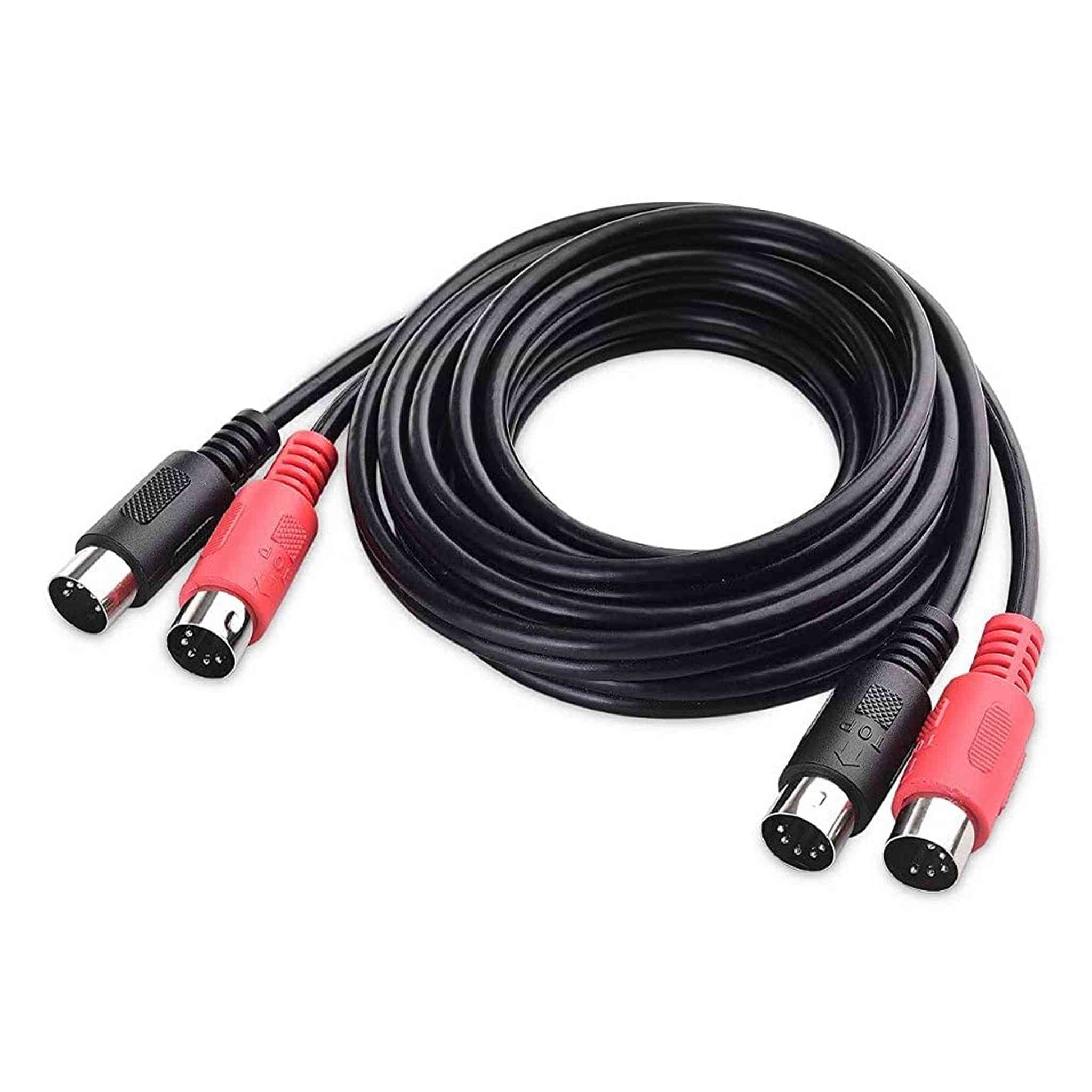 XPIX Dual MIDI Cable, Dual 5-pin DIN to Same, 3 M, Ideal for Live Stage and Studio Recording XPIX
