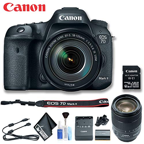 Canon EOS 7D Mark II DSLR Camera with 18-135mm f/3.5-5.6 IS USM Lens & W-E1 Wi-Fi Adapter (Intl Model) Basic Bundle