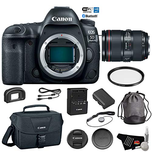 Canon EOS 5D Mark IV Digital SLR Camera with 24-105mm f/4L II Lens - Bundle with UV Filter + Canon Carrying Bag + Cleani