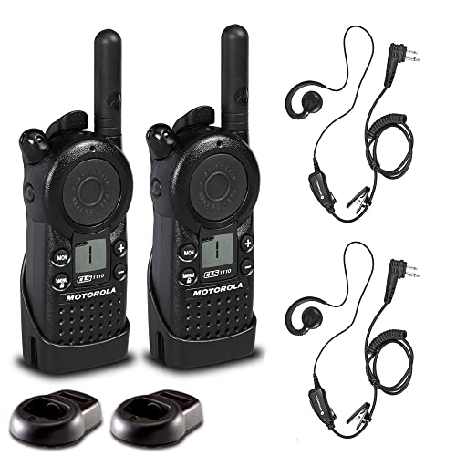 2 x Motorola CLS1110 UHF 1W 1-Channel 2-Way Radio - 2 Pack With Mic Bundle