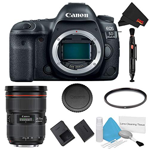 Canon EOS 5D Mark IV DSLR Camera (Body Only) Basic Filter Kit w/ 24-70mm F/2.8L II USM Lens - International Model