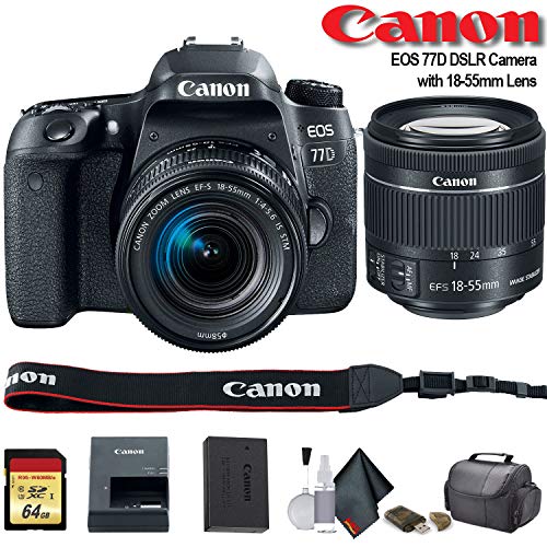 Canon EOS 77D DSLR Camera with 18-55mm Lens International Model 1892C016 - Starter Bundle