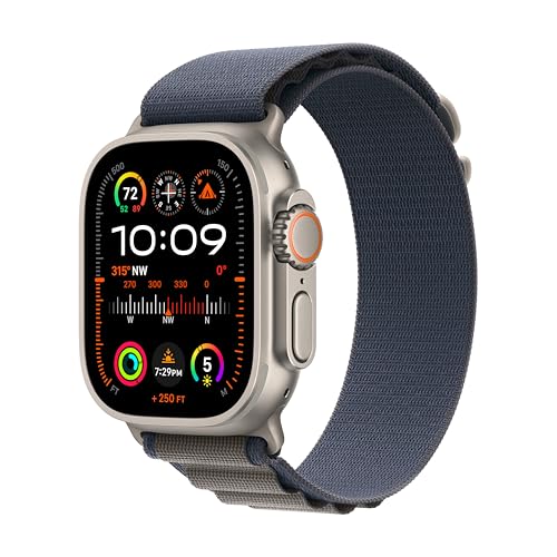 Apple Watch Ultra 2 [GPS + Cellular 49mm] Smartwatch with Rugged Titanium Case & Blue Alpine Loop Medium. (Carbon Neutral)