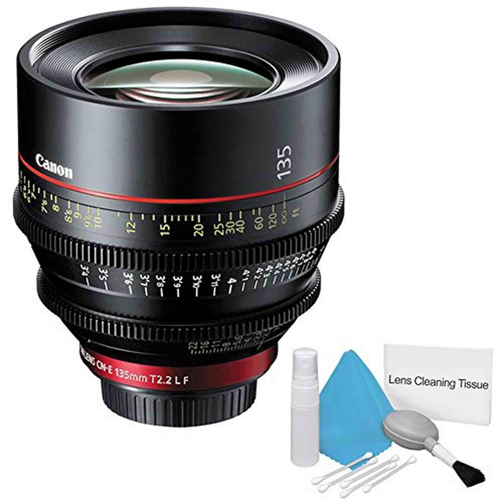 Canon CN-E 135mm T2.2 L F Cinema Prime Lens EF Mount International Model + Deluxe Cleaning Kit