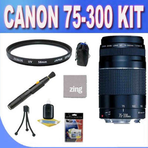Canon EF 75-300mm f/4-5.6 III USM Telephoto Zoom Lens for Canon SLR Cameras + UV Filter + Lens Pen Cleaner + Shock Proof Deluxe Lens Case + Microfiber Cleaning Cloth + Accessory Saver Bundle Canon