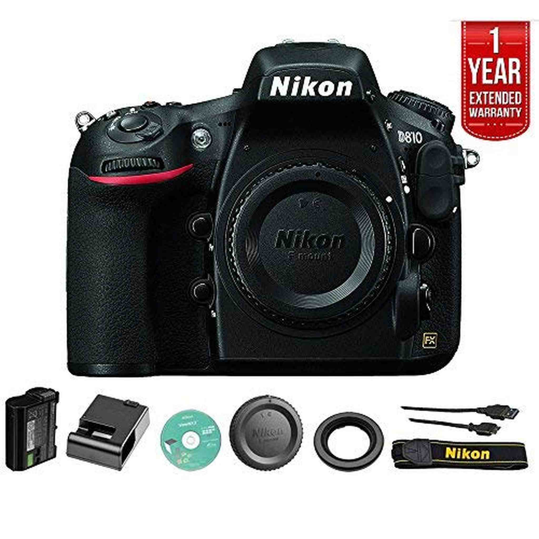 Nikon D810 36.3MP 1080p FX-Format DSLR Camera Body Only 1542B + One Year Extended Warranty - Renewed - Reconditioned Nikon