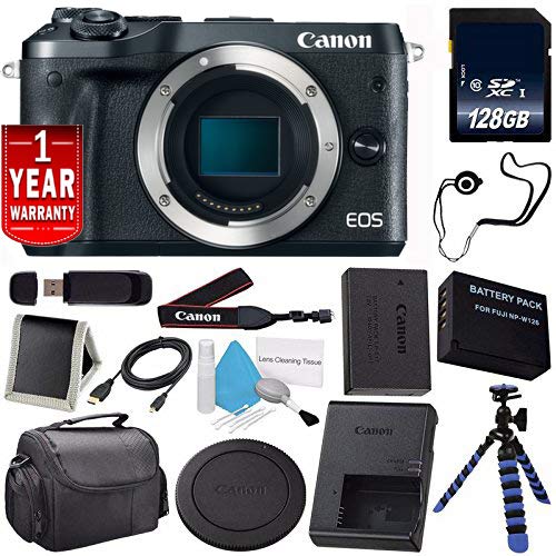 6Ave Canon EOS M6 Mirrorless Digital Camera Black 1724C001 International Model + LP-E17 Replacement Lithium Ion Batt