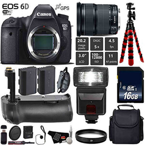 Canon EOS 6D DSLR Camera with 24-105mm is STM Lens + Professional Battery Grip + UV Protection Filter + Flash + Extra Ba Canon