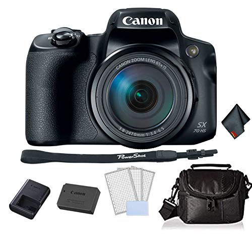 Canon PowerShot SX70 HS Digital Camera Bundle with Carrying Case + LCD Screen Protectors and More -International Version