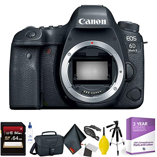 Canon EOS 6D Mark II DSLR Camera (Body Only) + 64GB Memory Card + Mega Accessory Kit + 1 Year Warranty Advanced Bundle