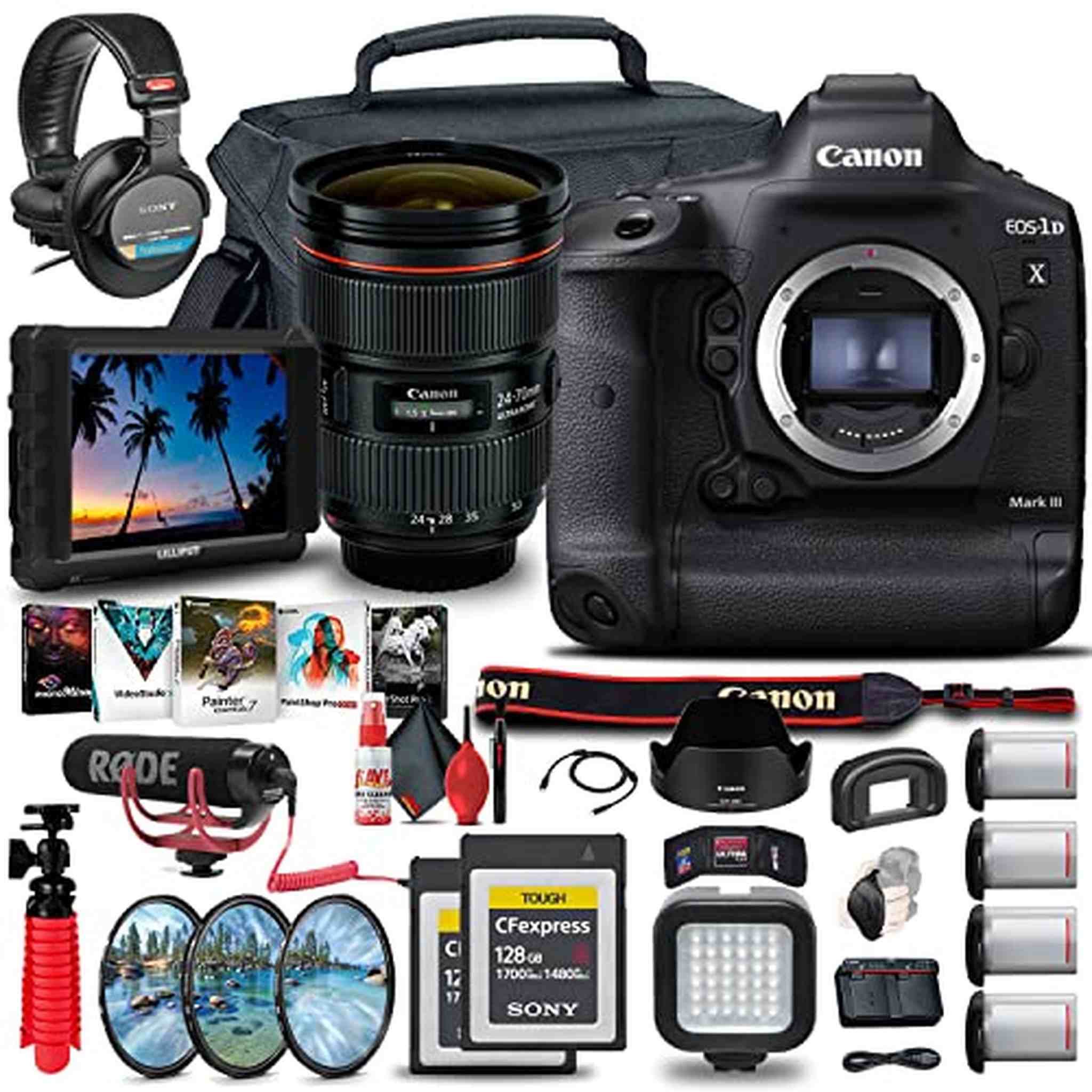 Canon EOS-1D X Mark III DSLR Camera Body Only 3829C002 + 4K Monitor + More - Reconditioned Canon