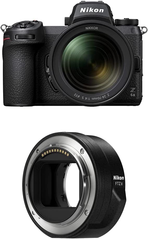 Nikon Z 6II FX-Format Mirrorless Camera Body w/NIKKOR Z 24-70mm f/4 S, Black with Nikon Mount Adapter FTZ II