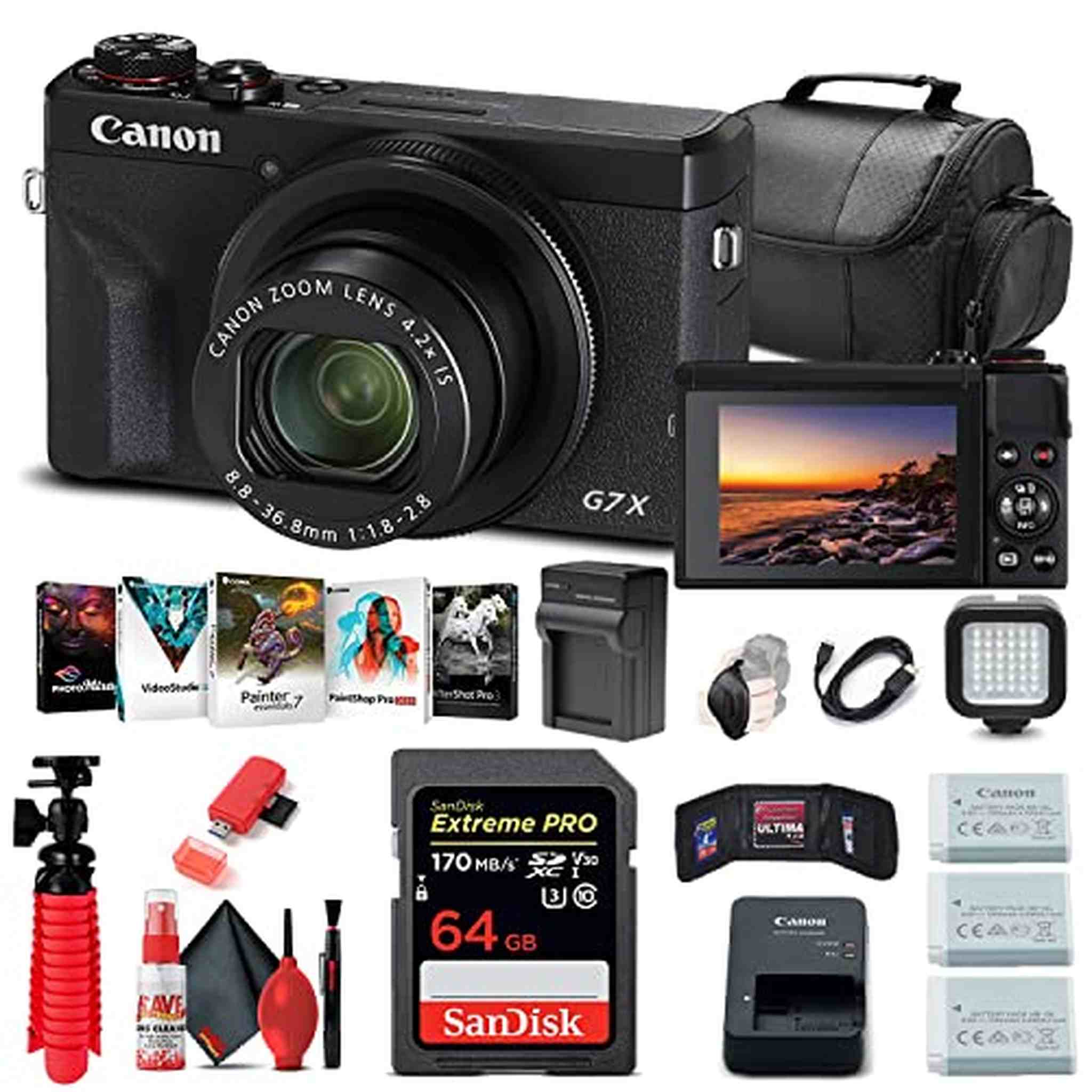 Canon PowerShot G7 X Mark III Digital Camera 3637C001 + 64GB Card + More - Reconditioned Canon